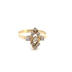 White Stone Lady's Stone Ring 10K Yellow Gold 2.1g Size:7.5